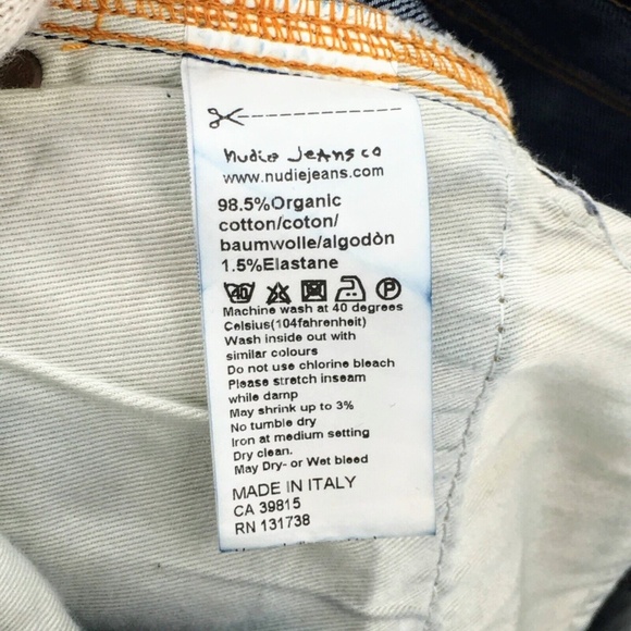 Nudie Jeans Mens Blue Slim Jim Dry Organic Ecru Embo Denim Made in Italy 30 x 33 - Picture 14 of 15